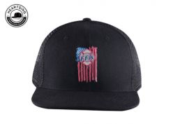 Custom Flat Bill Trucker Hats Black Trucker Cap Flat Billed With Mesh Back