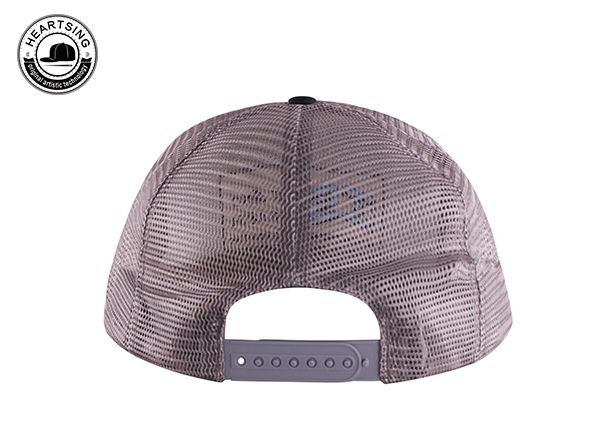 Back of 5 Panels Grey and Black Mesh Cap