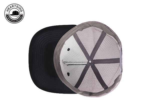 Inside of 5 Panels Grey and Black Mesh Cap