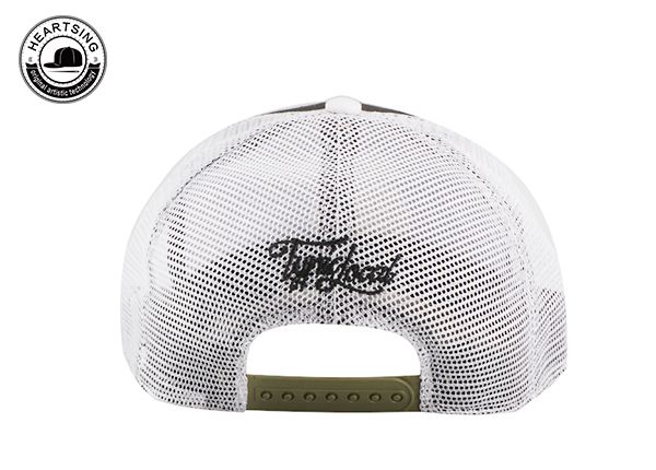 Back of Custom Breathable 6Panel White Mesh Baseball Cap