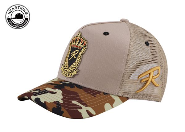 Slant of Custom Old School Camo Trucker Hat