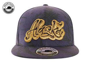 Custom Purple Cotton Snapback Raised Embroidery Alaska State Flag Logo Hat