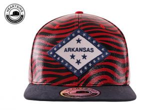 Leather Red Black Hipster Snapbacks Custom Stripes Leather Strap Snapback Hat