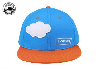 Sky and Orange Cotton Baseball Cap With Flat Brim Custom Flat Bill Baseball Hats