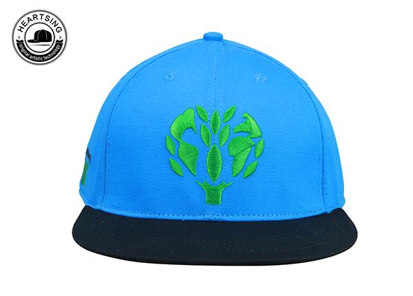 Black and Blue Snapback Two Tone Flat Embroidered Hat For Men & Women