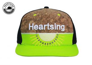 5 Panel Embroidered Neon Green Snapback Hat Cotton & Cork Fabric
