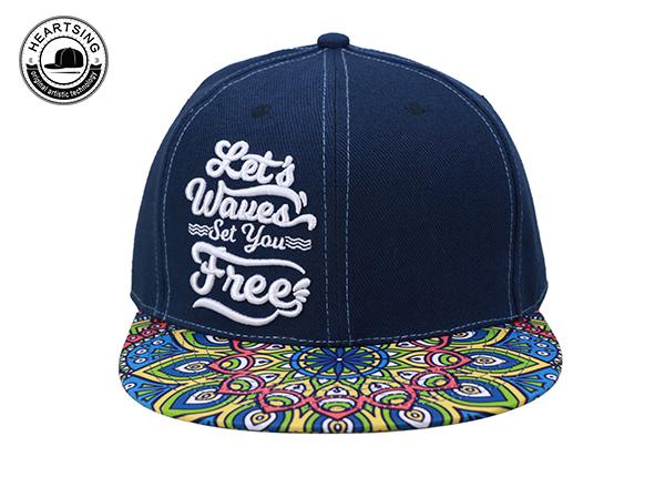 Custom Navy Bandana Printed Cool Flat Bill Snapback Hats