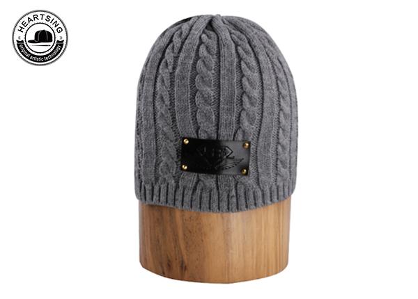 custom beanie hat custom fashion winter gray knitted beanie-b003