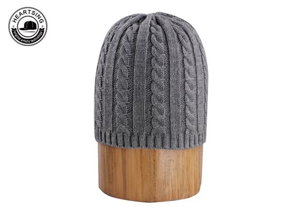 custom beanie hat custom fashion winter gray knitted beanie-b003