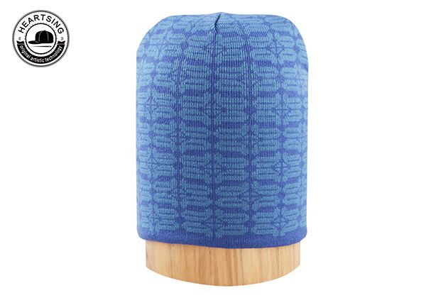 custom beanie hat custom fashion winter blue knitted beanie-b004