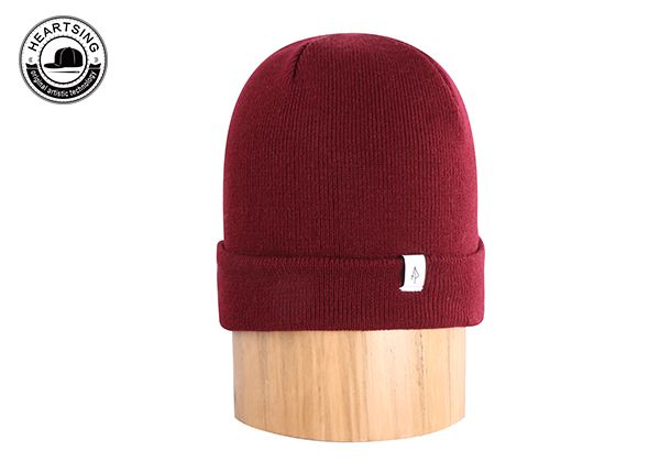 custom beanie hat custom fashion winter wine red knitted beanie-b005