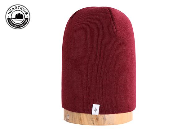 custom beanie hat custom fashion winter wine red knitted beanie-b005