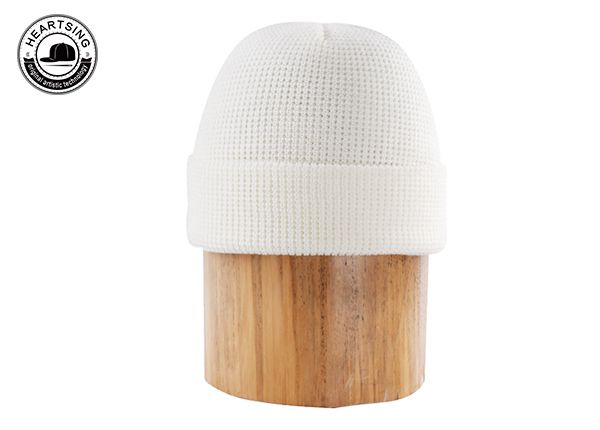 Custom Slouchy White Beanie Hat Winter Knitted Caps Soft Warm Hat-b013