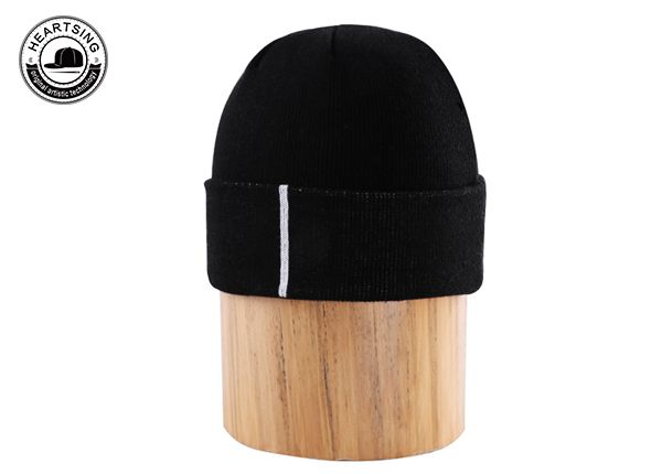Custom Unisex Cuffed Skull Knit Black Hat Cap-b015