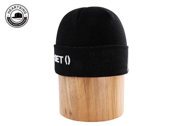 Custom Unisex Cuffed Skull Knit Black Hat Cap-b015