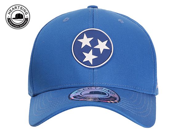 Slant of Custom Fitted Blue Baseball Hat