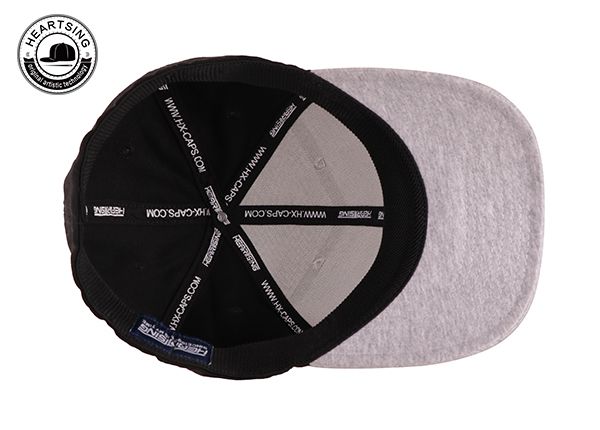 Inside of Custom Grey and Black Fitted Baseball Cap