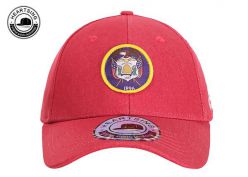 6 Panel Baseball Cap Custom Red Cotton Baseball Hat Velcro Adjustable Closure