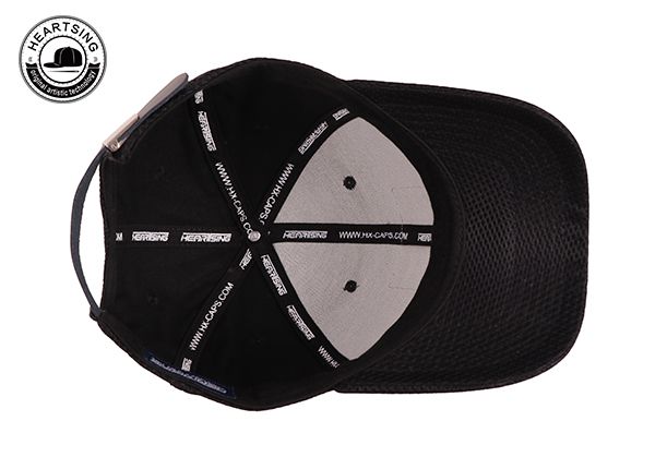 Inside of Black Baseball Cap With Leather Strap Closure