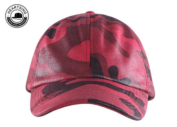 Leather Strap Baseball Caps Fashion Red Camo Leather Baseball Hat