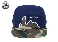 Navy Camo Unstructured 5 Panel Hat With Leather Strapback