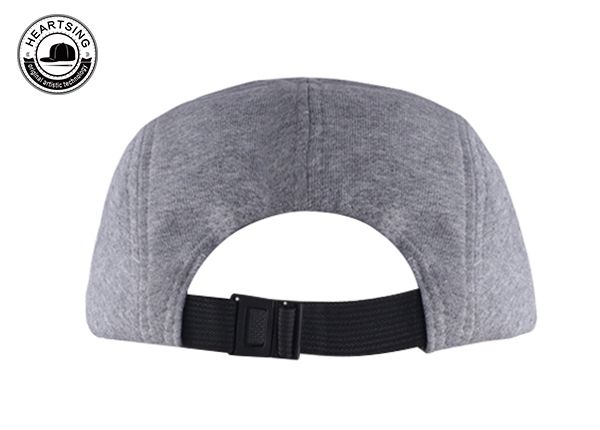 Back of Custom Grey 5 Panel Strapback Hat
