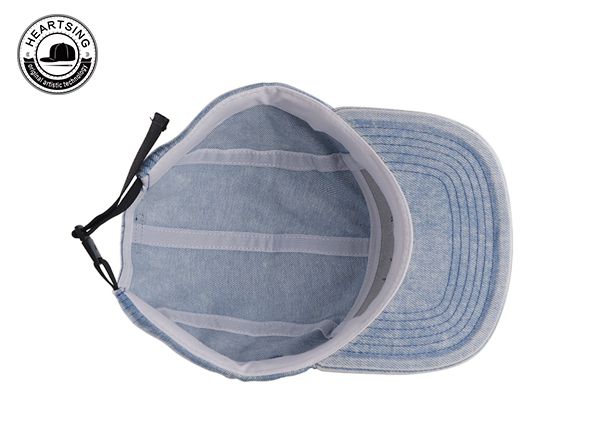 Inside of Light Blue Washed Denim Camp Cap