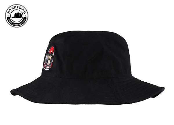 Slant of Black Cotton Breathable Bucket Hat