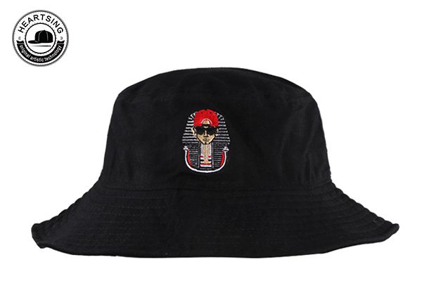 Front of Black Cotton Breathable Bucket Hat