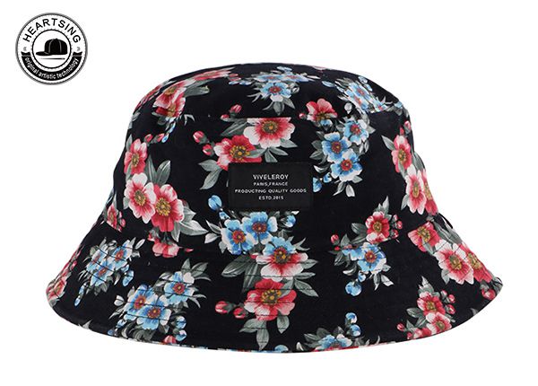 Front of Black Flower Bucket Hat