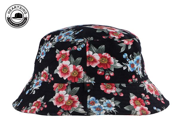 Side of Black Flower Bucket Hat