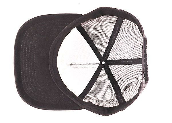 Inside of Black Low Profile Embroidery Mesh Snapback
