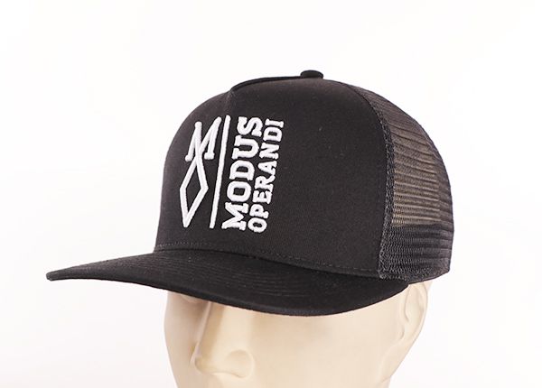 Slant of Black  Low Profile Embroidery Mesh Snapback