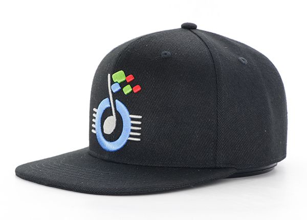 Slant of Black Snapback Flat Bill Hat With 3D Embroidery Logo