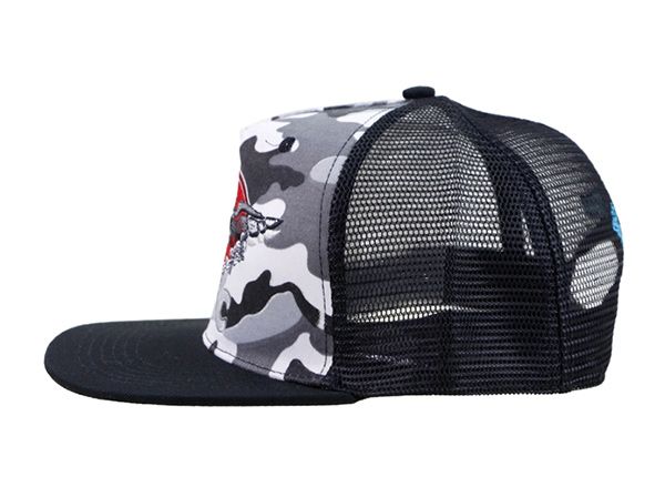 Side of Applique Hunting Camo Snapback Trucker Cap