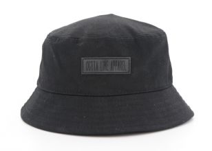 Cotton Black Fisherman Hat With Leather Patch Custom Black Bucket Hats