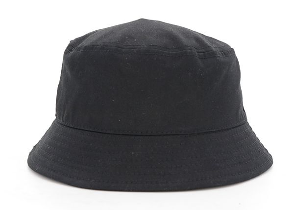 Back of Cotton Black Fisherman Hat With Leather Patch