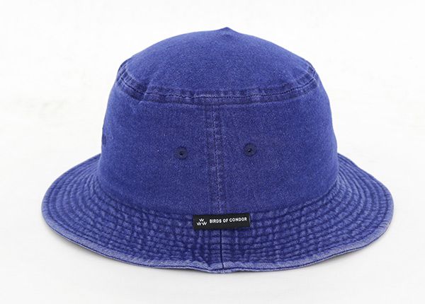 Side of Custom Blue Mens Denim Bucket Hat
