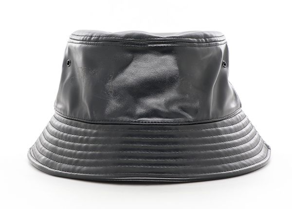 Back of Custom Black Leather Bucket Hat