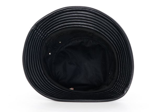 Inside of Custom Black Leather Bucket Hat