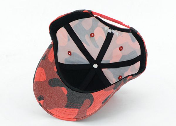 Inside of Custom Red Camo Baseball Trucker Hat