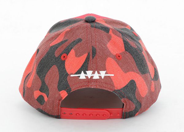 Back of Custom Red Camo Baseball Trucker Hat