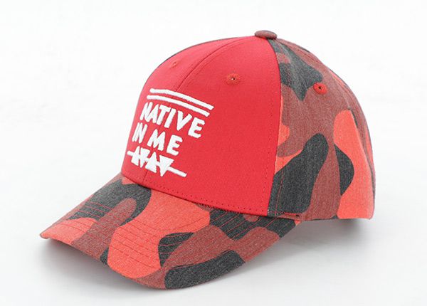 Slant of Custom Red Camo Baseball Trucker Hat