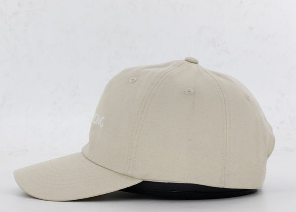 Side of Custom Plain Grey Baseball Hat With Metal Buckle