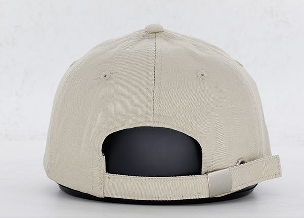 Back of Custom Plain Grey Baseball Hat With Metal Buckle