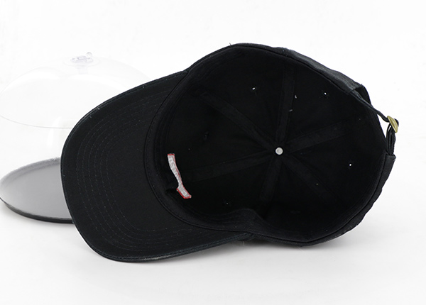 Inside of Custom Black Plain Washed Cotton Dad Hat