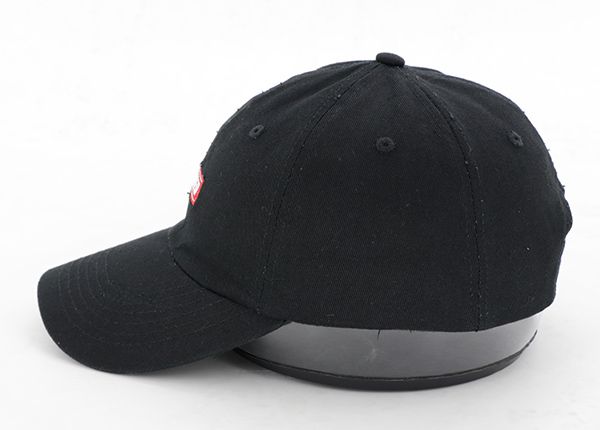 Side of Custom Black Plain Washed Cotton Dad Hat