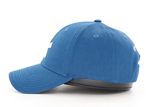Side of Custom Blue Embroidered Baseball Cap