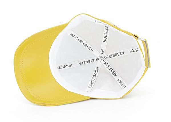 Inside of Custom Yellow Blank Leather Baseball Hat