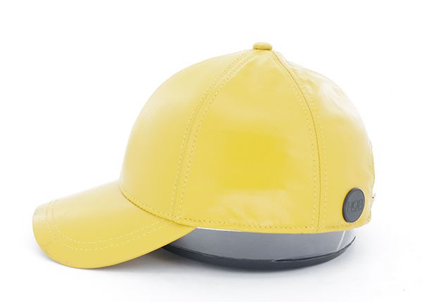 Side of Custom Yellow Blank Leather Baseball Hat